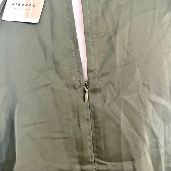 NWT KIRUNDO Women Satin Mock Neck Party Cocktail Midi Dress Wrap Ruffle size L - Picture 10 of 12